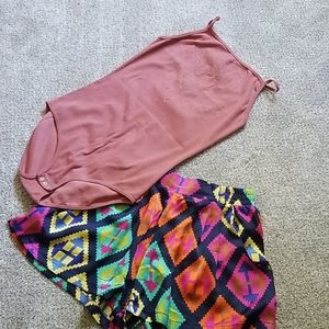bodysuit and shorts